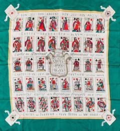 A variation of the Hermès scarf `Histoire des cartes à jouer ` first edited in 1949 by 