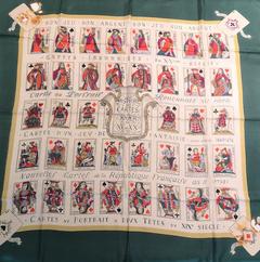 A variation of the Hermès scarf `Histoire des cartes à jouer ` first edited in 1949 by 