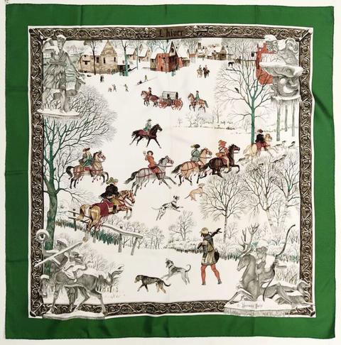 A variation of the Hermès scarf `L'hiver` first edited in 1969 by `Philippe Ledoux`