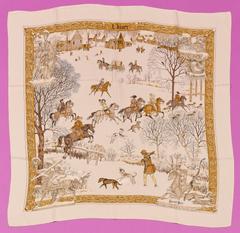 Hermès L'Hiver scarf in beige by Philippe Ledoux, 1969