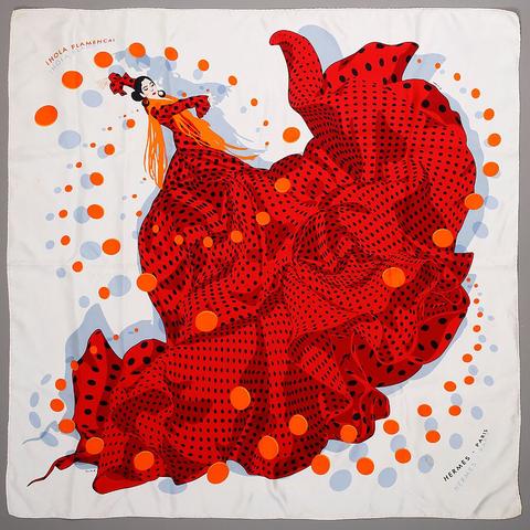 A variation of the Hermès scarf `Hola flamenca II` first edited in 2005 by `Dimitri Rybaltchenko`