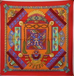 A variation of the Hermès scarf `Huaca piru ` first edited in 2001 by `Sophie Koechlin`