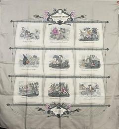 A variation of the Hermès scarf `Ile de robinson crusoé en 9 tableaux ` first edited in 1951 by `Hugo Grygkar`