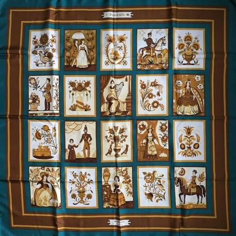 A variation of the Hermès scarf `Imagerie ` first edited in 1974 by `Maurice Tranchant`