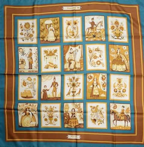 A variation of the Hermès scarf `Imagerie ` first edited in 1974 by `Maurice Tranchant`
