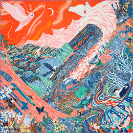 A variation of the Hermès scarf `Into the canadian wild` first edited in 2017 by `Alice Shirley`