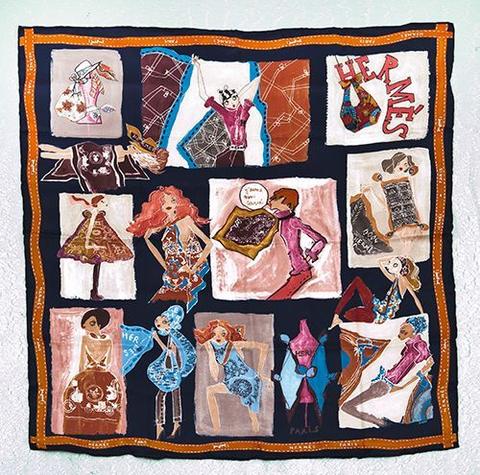 A variation of the Hermès scarf `J'aime mon carré ` first edited in 2011 by `Saw Keng`