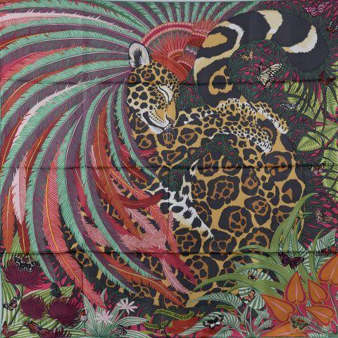 A variation of the Hermès scarf `Jaguar quetzal ` first edited in 2018 by `Alice Shirley`