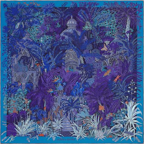 A variation of the Hermès scarf `Jardin à sintra` first edited in 2017 by `Annie Faivre`