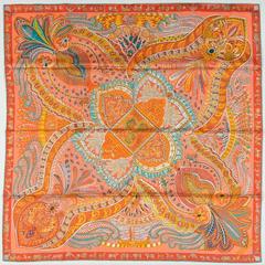 A variation of the Hermès scarf `Le jardin de la maharani` first edited in 2017 by `Annie Faivre`