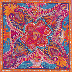 A variation of the Hermès scarf `Le jardin de la maharani` first edited in 2017 by `Annie Faivre`