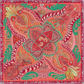 A variation of the Hermès scarf `Le jardin de la maharani` first edited in 2017 by `Annie Faivre`