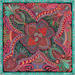 A variation of the Hermès scarf `Le jardin de la maharani` first edited in 2017 by `Annie Faivre`