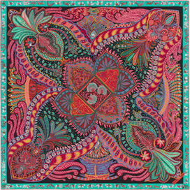 A variation of the Hermès scarf `Le jardin de la maharani` first edited in 2017 by `Annie Faivre`