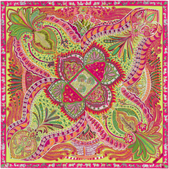 A variation of the Hermès scarf `Le jardin de la maharani` first edited in 2017 by `Annie Faivre`