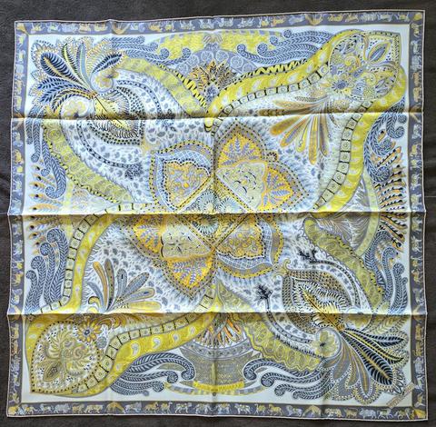 A variation of the Hermès scarf `Le jardin de la maharani` first edited in 2017 by `Annie Faivre`