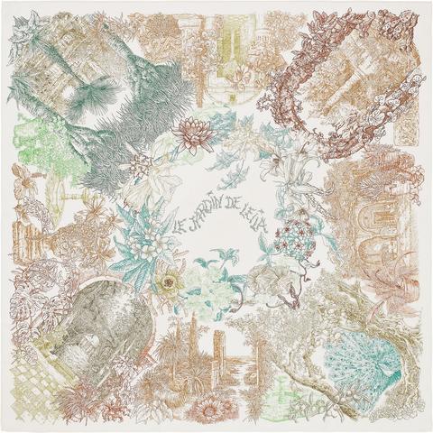 A variation of the Hermès scarf `Le jardin de leïla` first edited in 2014 by `Houtin Fançois `