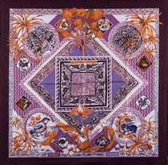 A variation of the Hermès scarf `Le jardin des coptes ` first edited in 2004 by `Laurence Bourthoumieux`