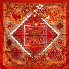 A variation of the Hermès scarf `Le jardin des coptes ` first edited in 2004 by `Laurence Bourthoumieux`