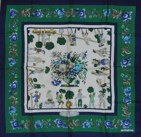 A variation of the Hermès scarf `Les jardiniers du roy ` first edited in 1967 by `Maurice Tranchant`