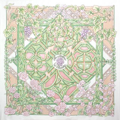 A variation of the Hermès scarf `Les jardins de villandry` first edited in 2006 by `Laurence Bourthoumieux`