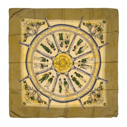 A variation of the Hermès scarf `Jeanne d'arc-croiseur école ou gouvernail` first edited in 1947 by `Hugo Grygkar`