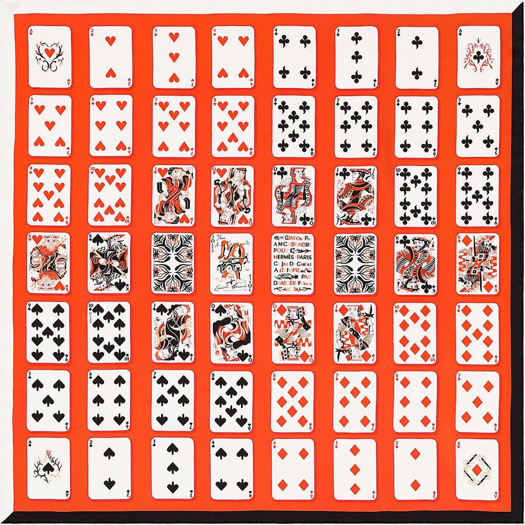 Jeu de cartes orange, white, black - Hermès Scarf Details | Scarf Sage