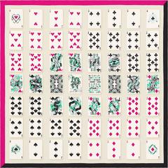 A variation of the Hermès scarf `Jeu de cartes` first edited in 2018 by `Anne Marie Cassandre`