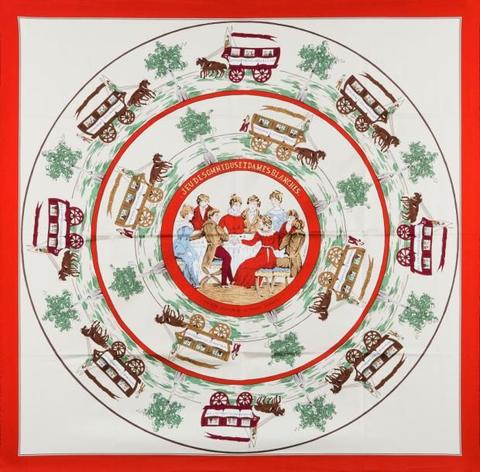 A variation of the Hermès scarf `Jeu des omnibus et dames blanches ` first edited in 1987 by 