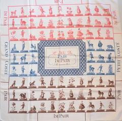 A variation of the Hermès scarf `Le jeu du pair-impair ` first edited in 1955 by `Hugo Grygkar`