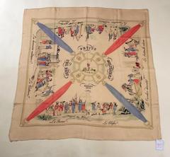 A variation of the Hermès scarf `Jeux des petits militaires` first edited in 1946 by `Hugo Grygkar`
