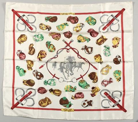 A variation of the Hermès scarf `Jockey ` first edited in 1982 by `Philippe Ledoux`