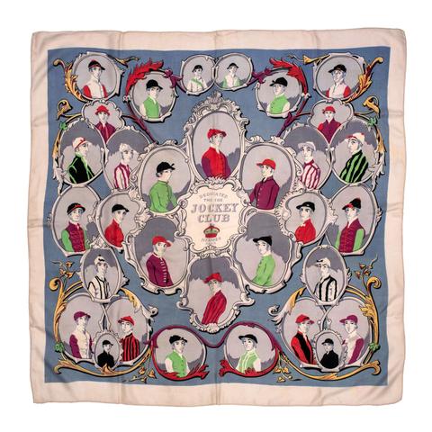 A variation of the Hermès scarf `Jockey club ` first edited in 1947 by `Hugo Grygkar`