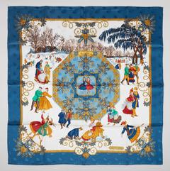 A variation of the Hermès scarf `Joies d'hiver ` first edited in 1992 by `Joachim Metz`