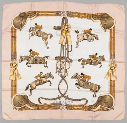 A variation of the Hermès scarf `Jumping ` first edited in 1971 by `Philippe Ledoux`