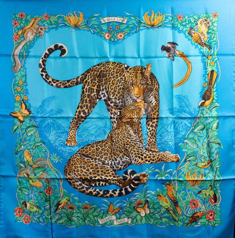 A variation of the Hermès scarf `Jungle love ` first edited in 2000 by `Robert Dallet`