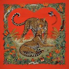 A variation of the Hermès scarf `Jungle love ` first edited in 2000 by `Robert Dallet`