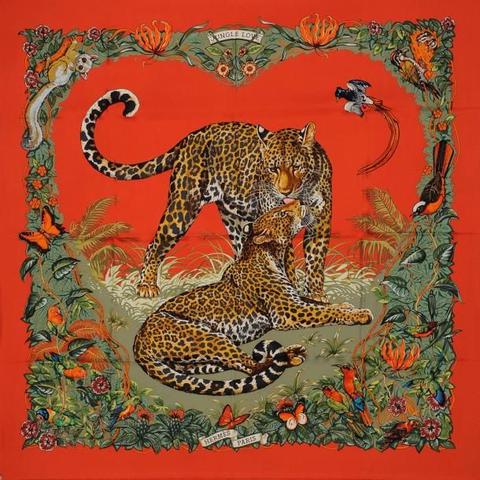 A variation of the Hermès scarf `Jungle love ` first edited in 2000 by `Robert Dallet`