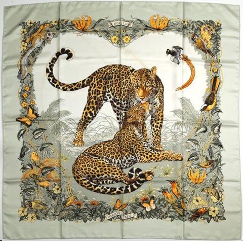 A variation of the Hermès scarf `Jungle love ` first edited in 2000 by `Robert Dallet`